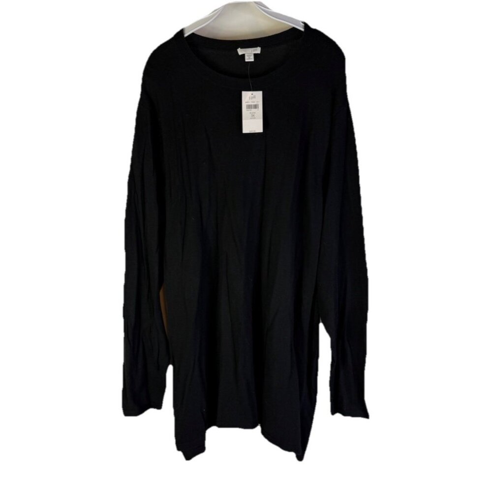 New J.Jill Cotton Lightweight Tunic Sweater Black - Picture 1 of 7